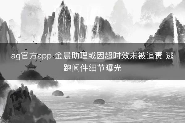 ag官方app 金晨助理或因超时效未被追责 逃跑闻件细节曝光